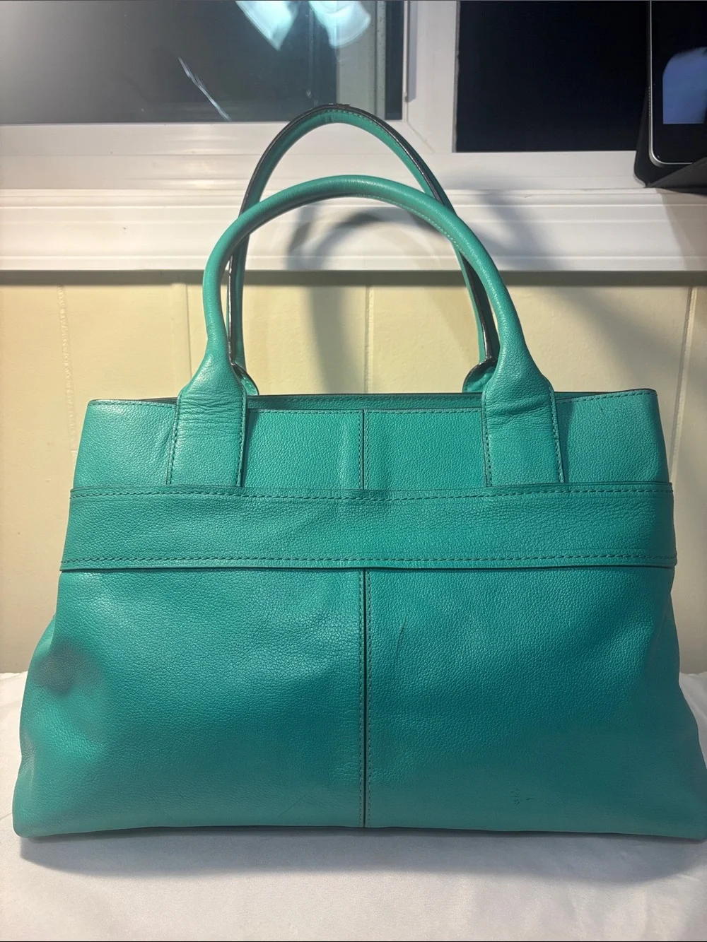 GUC Kate Spade Quinn Villabella Avenue Teal Green Leather Bow Satchel Tote Bag